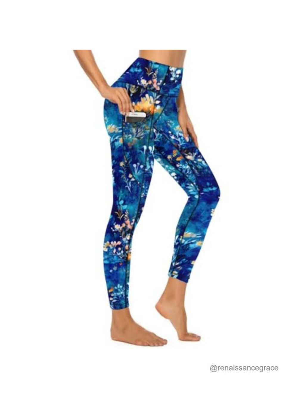 Women's Workout Printed Leggings with Pockets Mid-Rise 7/8